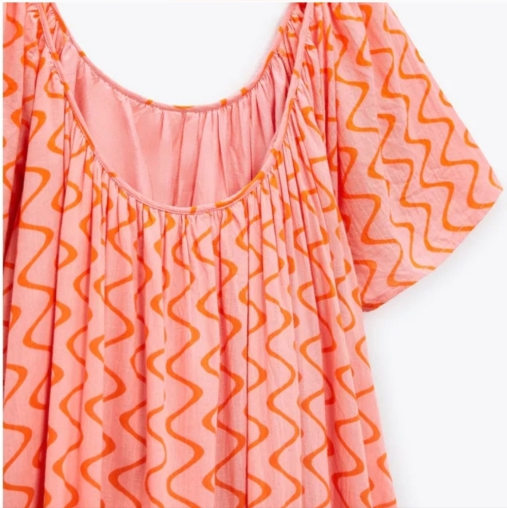 Zara * Maxi Print Dress Pink Flowy Boho - Picture 11 of 11
